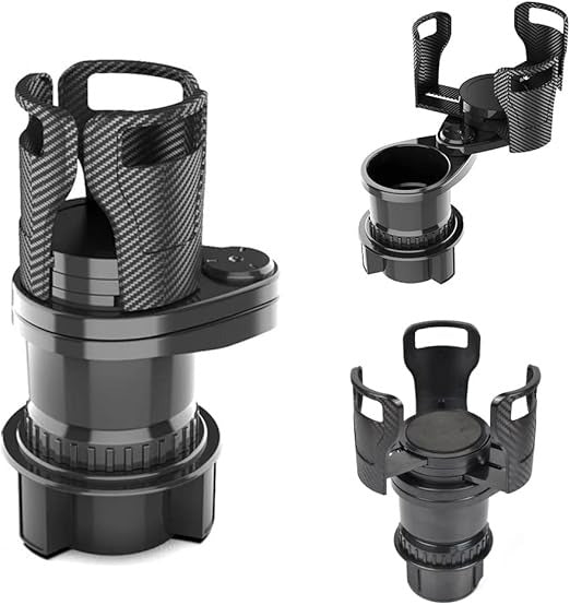 2-in-1 Car Cup Holder Expander 🥤🍟 | 360° Rotatable Dual Drink & Snack Organizer 🚗