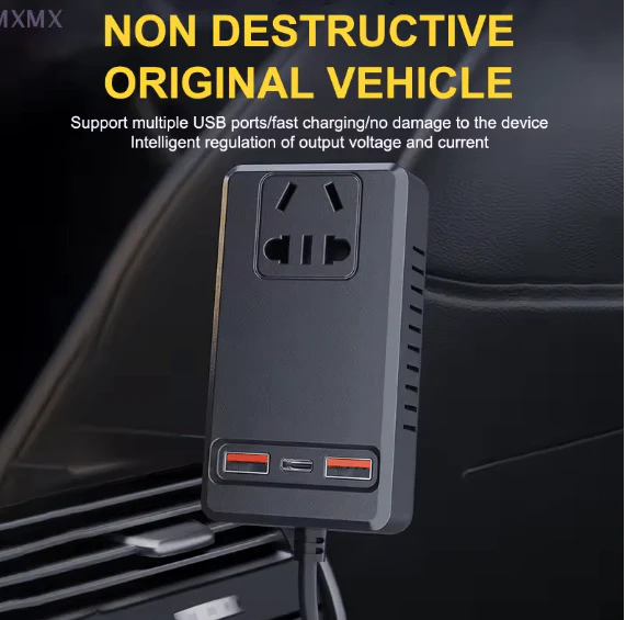 C12 Intelligent Car Power Inverter ⚡ | 150W AC Converter with USB-A & USB-C Ports 🚗🔋