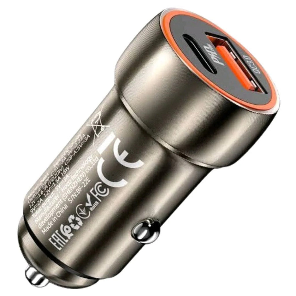 Hoco Blue Whale Car Charger (Z46A) ⚡ | 20W Type-C + 18W USB Fast Charging Adapter 🚗🔋