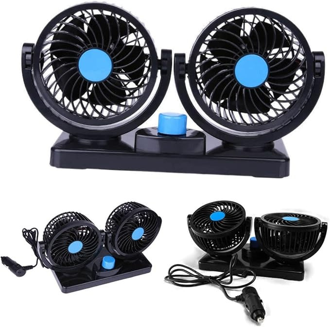 Portable Car Fan 🚗❄️ | 360° Rotatable Electric Cooling Fan with Adhesive Base & Low Noise