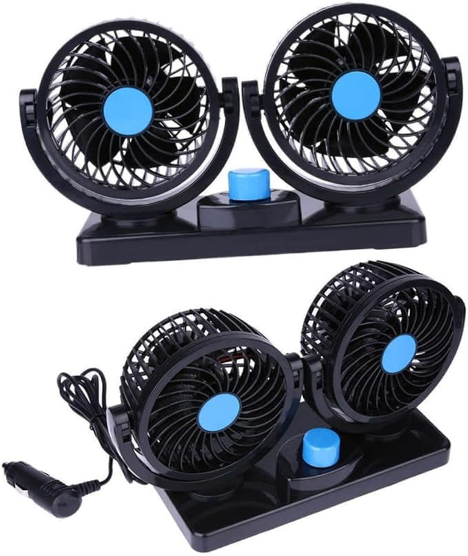 Portable Car Fan 🚗❄️ | 360° Rotatable Electric Cooling Fan with Adhesive Base & Low Noise