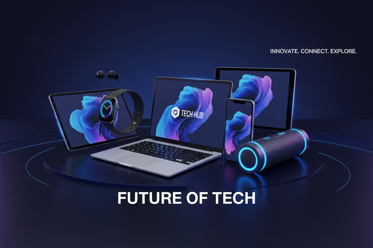 make a store tech banner add some gadgets