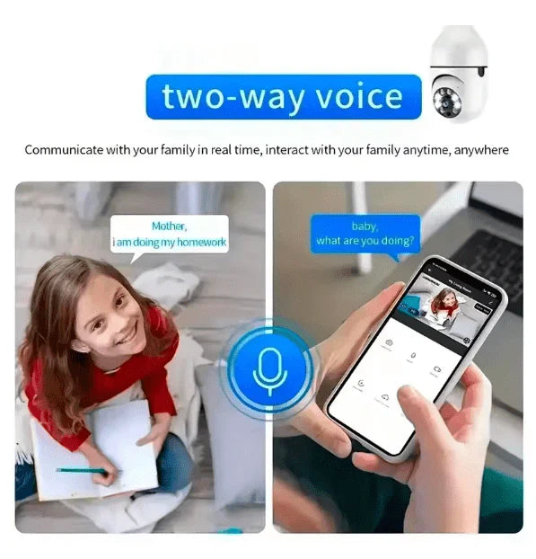 WiFi Smart Panorama Camera 🔒 – 360° Bulb Security Camera | Night Vision | Mobile App Control 📲